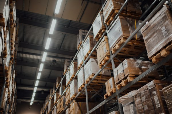 Pallets in logistics center